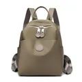 Fashionable khaki waterproof nylon backpack for women travel and daily commute - Large Size Brown