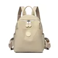Stylish beige waterproof oxford nylon small backpack for women's daily commute and travel - Large Beige