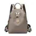 Stylish taupe waterproof nylon women's mini backpack for daily travel and commute - Large Coffee