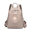 Fashionable beige water-resistant nylon backpack for women's travel and commute. - Large Pink