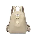 Fashionable beige waterproof nylon backpack for women's travel and commute - Small Beige