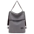 Versatile gray canvas 3-way bag for women, usable as backpack or crossbody shoulder bag - Light Gray