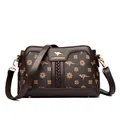 Vintage brown floral and kangaroo print crossbody bag with elegant gold hardware - Petal Pattern & Brown