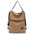Versatile khaki canvas three-way women's backpack and crossbody bag for travel - Khaki