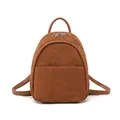 Small brown corduroy backpack for women, lightweight leisure mini travel daypack - Tan