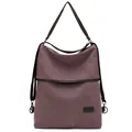 Multifunctional brown canvas backpack and shoulder bag for women casual travel style - Brown Coffee