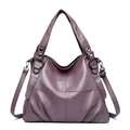 Elegante bolso grande de cuero PU morado con asas superiores y correa ajustable - Púrpura