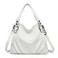 Elegante bolso hobo de cuero PU blanco con correa de hombro ajustable - Blanco