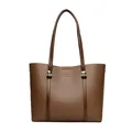 Bolso tote marrón clásico de gran capacidad para mujer con correas de hombro duraderas - Marrón Y Caqui