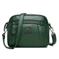 Premium donkergroene zachte lederen crossbodytas met verstelbare schouderband - Groen