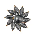 Vintage style flower brooch with grey marquise gemstones in a gold-plated finish - Sunflower Style / KC Gold Color, Gray Effect
