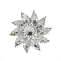 Elegant flower brooch with clear marquise crystals and gold-toned finish for suits - Sunflower Style / KC Gold Color, White Effect