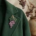 Elegant purple rhinestone grape brooch pin for women's wool coats blazers and fashion accessories - Light Purple Grape