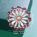 Elegante paarse kristallen bloem broche pin van K9 glas en messing voor dames sieraden - Paarse Bloemenstijl (TXZ923155)