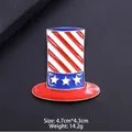 Detailed view of an Uncle Sam hat enamel brooch pin including product parameters. - US Magic Hat (XD823128)