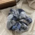 Large fuzzy mohair hair scrunchie in gray and blue mixed color for winter hairstyles - Blue Mixed Colors / Approx 11cm