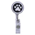 Retractable badge reel featuring a cute black and white cat paw print pattern detail - Black and White Cat Paw Style (15)