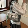 Premium metallic silver large capacity women's underarm shoulder bag in pillow style - Style With Charm (FM8513) / Silver