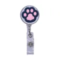 Retractable badge reel with cute cartoon cat paw design for ID cards - Pink and Blue Cat Paw Style (02)