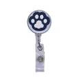 Cute cartoon cat paw retractable badge reel holder with secure snap button strap - Blue and White Cat Paw Style (04)