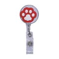 Cute red cat paw retractable ID badge holder reel for office work cards - Red and White Cat Paw Style (05)