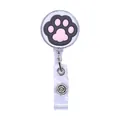 Cute cat paw retractable badge reel ID card holder clip for office and nurses - Pink and Grey Cat Paw Style (06)