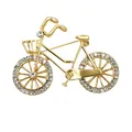 Creative gold bicycle brooch with sparkling rhinestone accents on white background - Korean Style Single Row Style (XD8169-1) / Gold
