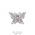 Eleganter Mini-Schmetterlings-Brosche mit rosa und weißen Kristallen, 1,7x2,4cm, 3,5g - 1 Stück (2.4x1.7cm) / Palladium Weiß