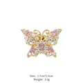 Exquisite Schmetterlingsbrosche mit rosa und weißen Kristallen - 1 Stück (2.4x1.7cm) / Champagnergold