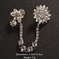 Vintage silver sunflower crystal chain brooch with sparkling rhinestones for accessories - Double Sunflower Chain Style (XD8190-1)