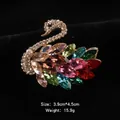 Elegant swan brooch featuring colorful crystals and a textured finish. - Colorful Swan Style (BR1209-1)