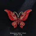 Elegant red crystal butterfly brooch pin with vintage gold-tone finish for women - Red Rhinestone Butterfly Brooch (XD10854-1)