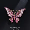 Elegant vintage pink crystal butterfly brooch accessory for suits and evening dresses - Pink and White Rhinestone Butterfly Brooch (XD10854-2)
