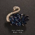 Elegant crystal swan brooch with blue marquise stones in gold finish for women - Dark Blue Swan Style (BR1209-5)