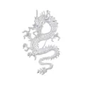 Detailed silver Chinese dragon brooch pin for suits and coats, elegant zodiac jewelry. - Silver