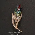 Vintage wheat brooch with multi-color crystals and rhinestones for suits and coats - Wheat Spike Style (BR1223) / Colorful Rhinestone / Gold
