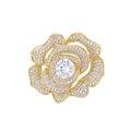 Luxe vergulde broche met sprankelende zirkonia in een elegant rozenbloem ontwerp. - Camellia - Champagne Goud (TXZ183)