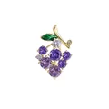 Elegant purple grape brooch pin with zircon crystals in gold-tone setting for women - Grape Purple