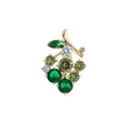 Elegant green grape crystal brooch with gold plating and sparkling zircon stones - Grape Green
