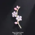Elegant plum blossom branch brooch with pink rhinestones and purple enamel in gold finish - Purple and Pink Plum Blossom Branch Style (Style 4)