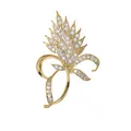 Eleganter Gold-Pflanzenblatt-Anstecknadel mit funkelnden Zirkonia-Kristallen für Damen - Weißgold Pflanze (TXZ130)