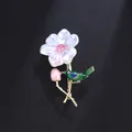 Vintage Chinese style floral brooch featuring an iridescent flower and a green bird charm - Flower and Bird with Bud Style (Style 5)