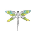 Exquisite dragonfly brooch with colorful enamel wings and clear crystals in silver finish - Dragonfly Style (TXZ059) / White Gold