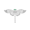Exquisite silver dragonfly brooch with green eyes and pavé-set sparkling crystals - Dragonfly - Silver (TXZ153)