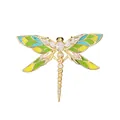 Exquisite colorful enamel dragonfly brooch pin with sparkling crystal accents for women - Dragonfly Style (TXZ059) / Champagne Gold