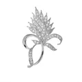 Elegant silver plant flower brooch with sparkling crystals for women - White Gold Plant (TXZ130)