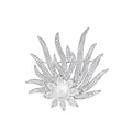 Elegant silver brooch featuring a large white pearl and radiating cubic zirconia stones - Sunburst - Silver (TXZ198)
