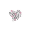 Heart-shaped brooch pin with pink and white cubic zirconia stones on silver base - Heart Shape (TXZ189 Silver)
