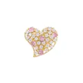Elegant heart shaped zircon brooch pin with pink and white crystals in a gold finish - Heart Shape (TXZ189 Gold)
