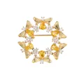 Elegant vintage gold-tone bee wreath brooch with sparkling yellow and white crystals - Wreath Style (TXZ150) / Champagne Gold